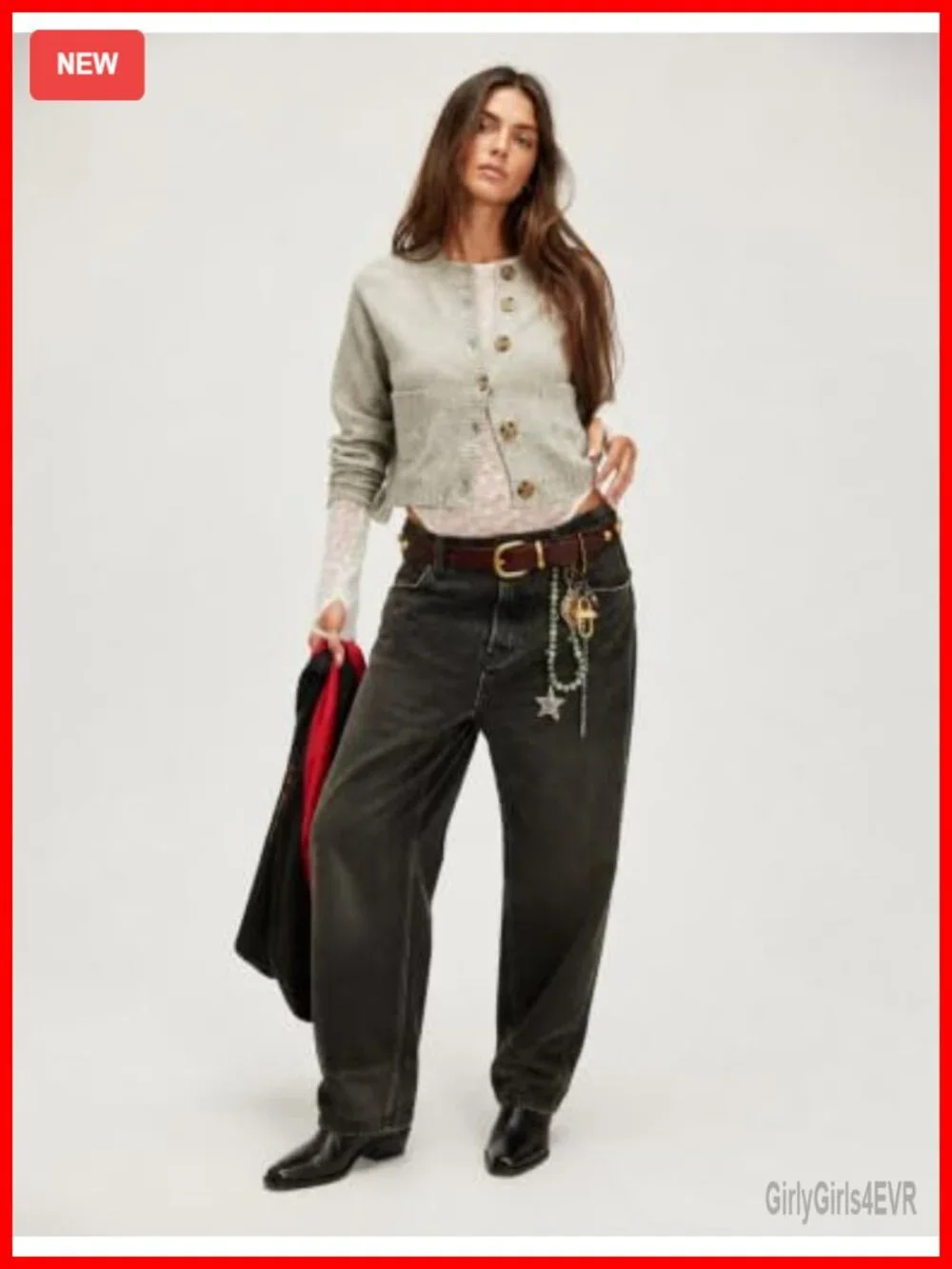 Women's Western Studded Belt Genuine Leather 1.3